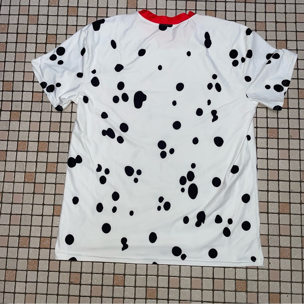 Men’s Dalmatian Print T-Shirt with Red Collar - Picture 2 of 6